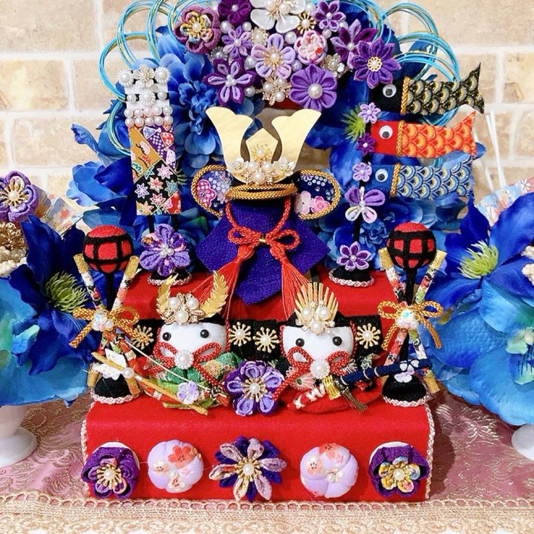 超豪華！菖蒲とちりめん細工の五月人形2段飾り♡端午の節句♡こどもの日