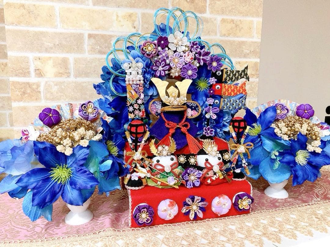 超豪華！菖蒲とちりめん細工の五月人形2段飾り♡端午の節句♡こどもの日