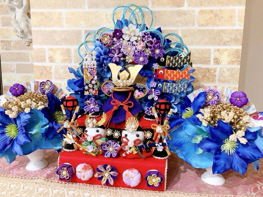 超豪華！菖蒲とちりめん細工の五月人形2段飾り♡端午の節句♡こどもの日