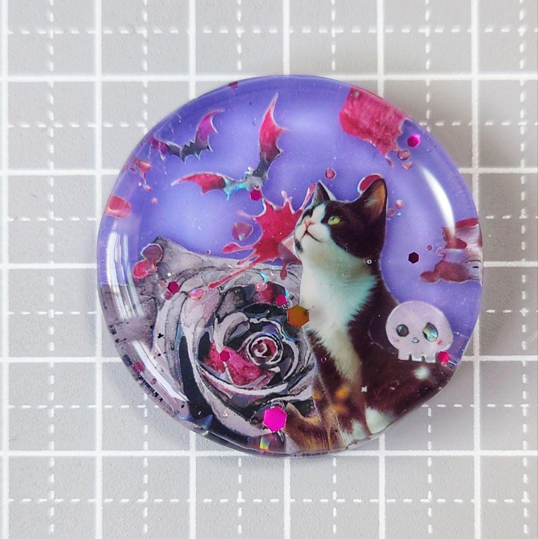 レジン　猫　ヘアゴム　ブローチ　ポニーフック　No.542