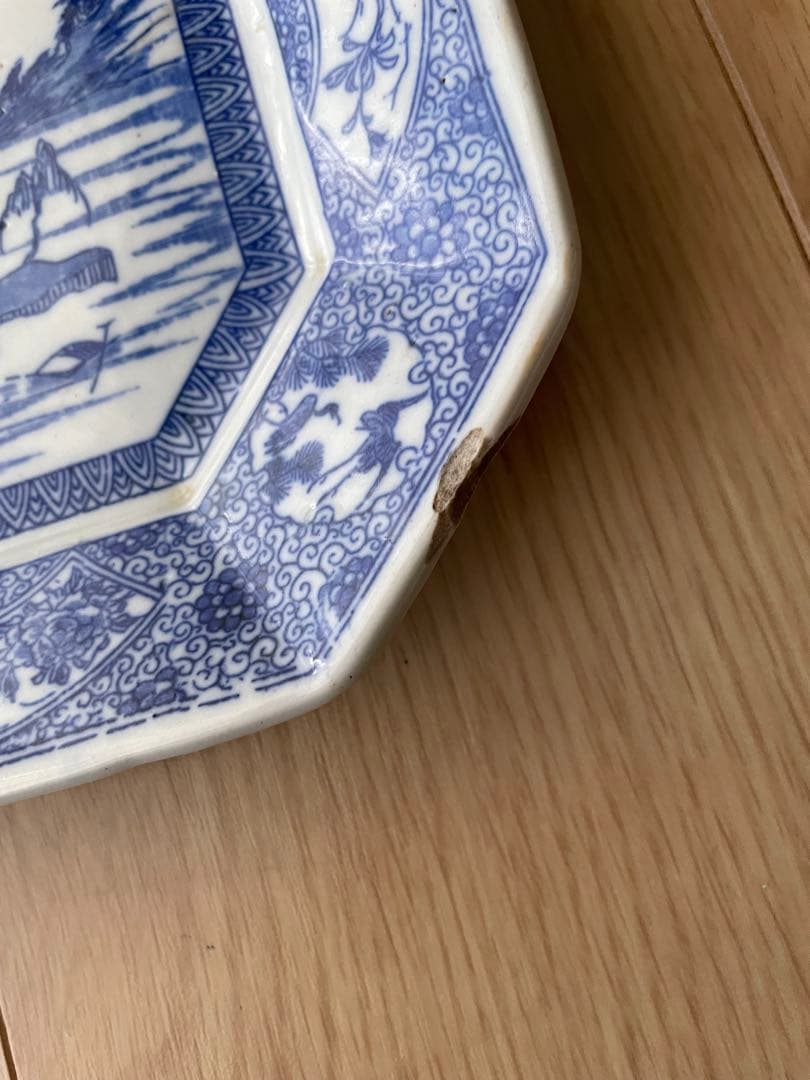 印判　八角形皿 風景画 9枚セット