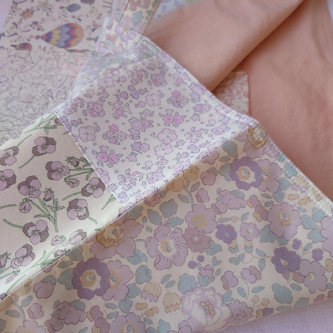 リバティパッチワーク トートバッグ レッスンバッグ betsy 入学 ラベンダー