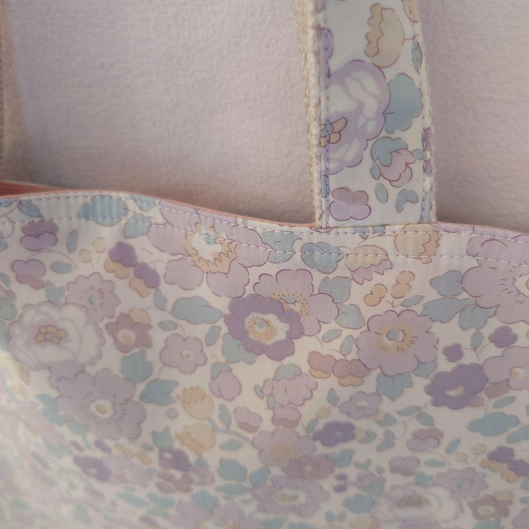 リバティパッチワーク トートバッグ レッスンバッグ betsy 入学 ラベンダー