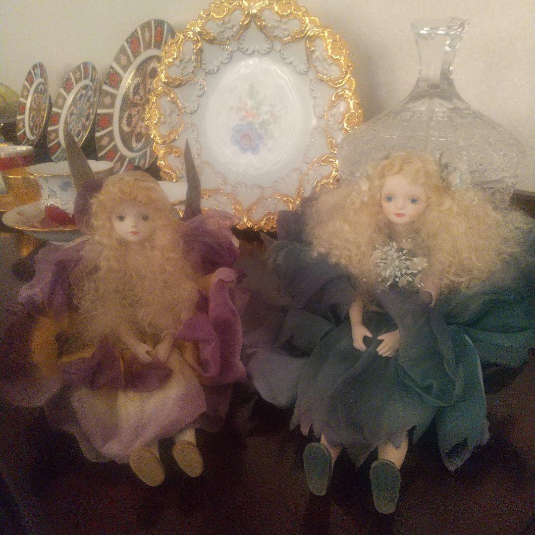 若月まり子妖精人形 青と紫のドレス 2体セット