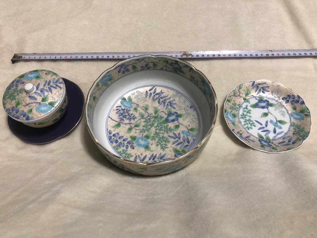 美品　庫山窯　前畑陶器　美濃焼　大量セット　大鉢　蓋付き湯呑み5客　銘々皿5枚