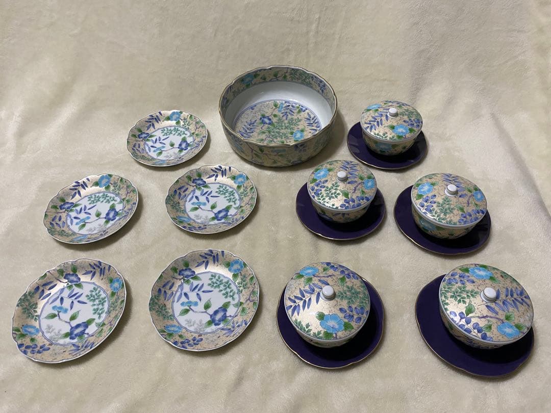 美品　庫山窯　前畑陶器　美濃焼　大量セット　大鉢　蓋付き湯呑み5客　銘々皿5枚