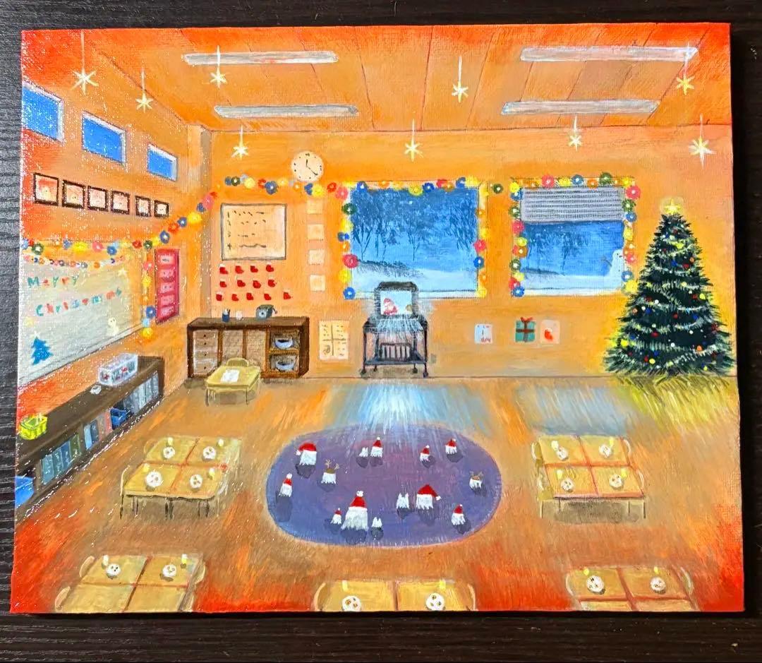 christmas party アクリル画　F3