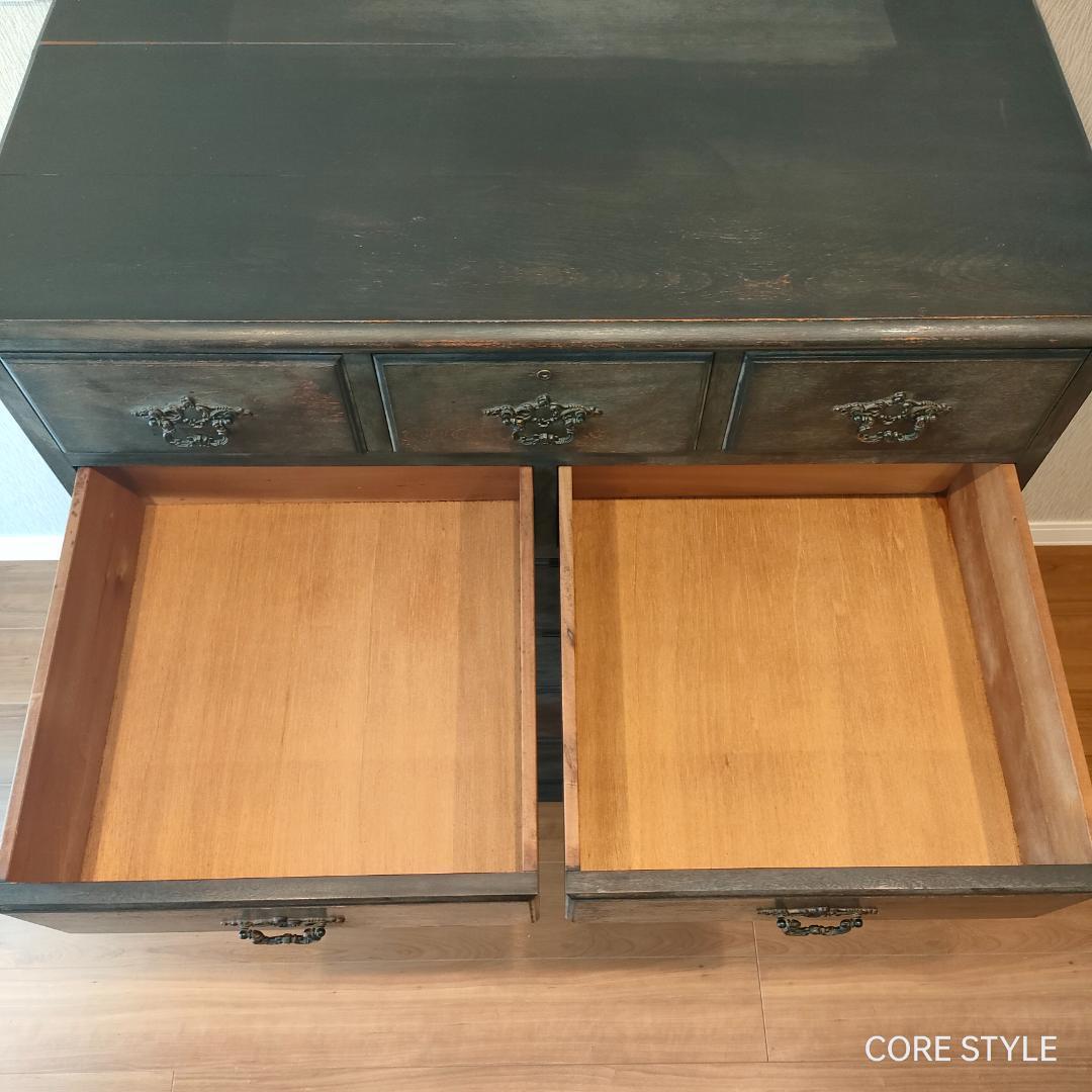 アンティーク　ハイチェスト　箪笥　６段　9杯