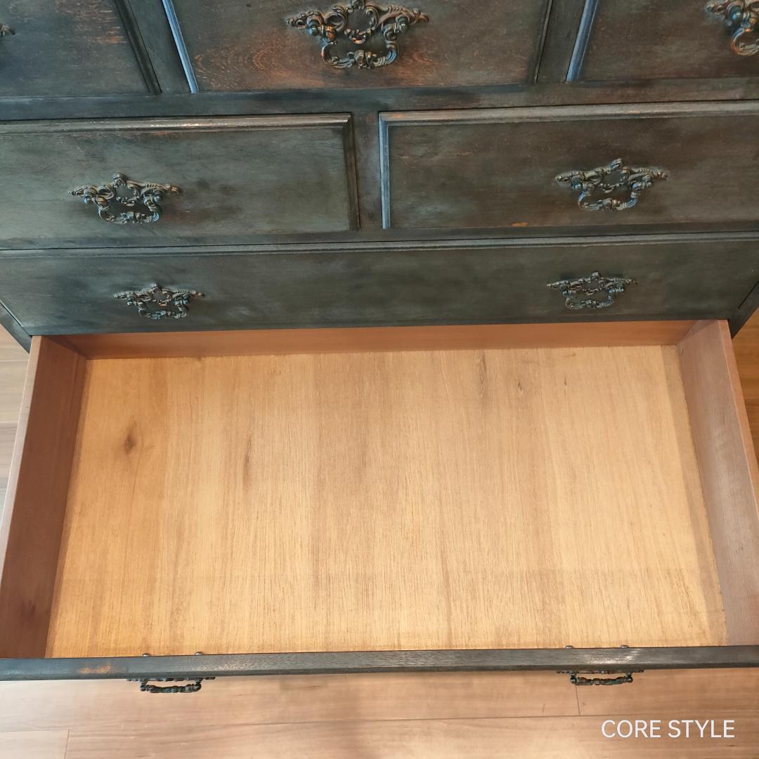 アンティーク　ハイチェスト　箪笥　６段　9杯