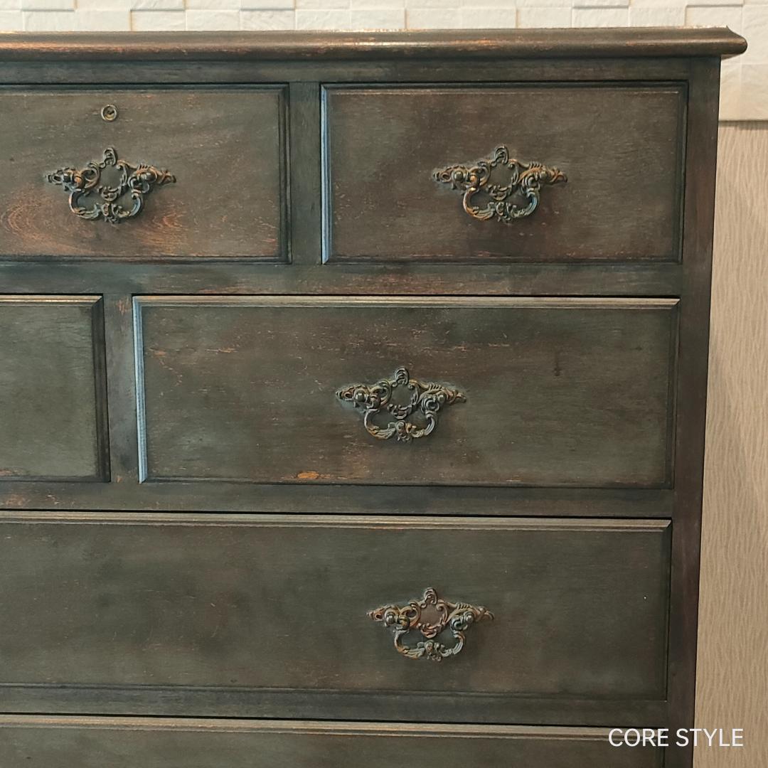 アンティーク　ハイチェスト　箪笥　６段　9杯