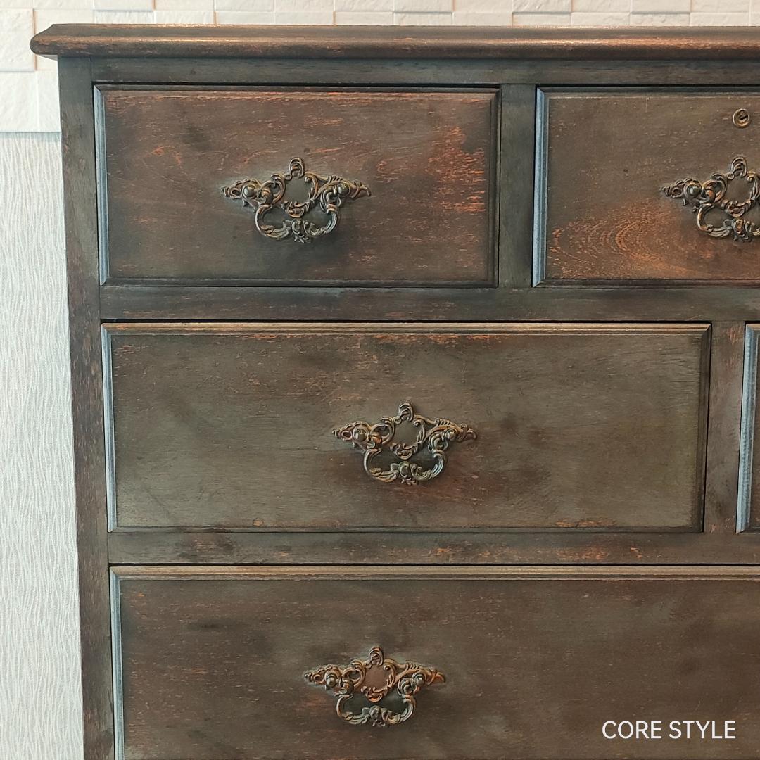 アンティーク　ハイチェスト　箪笥　６段　9杯