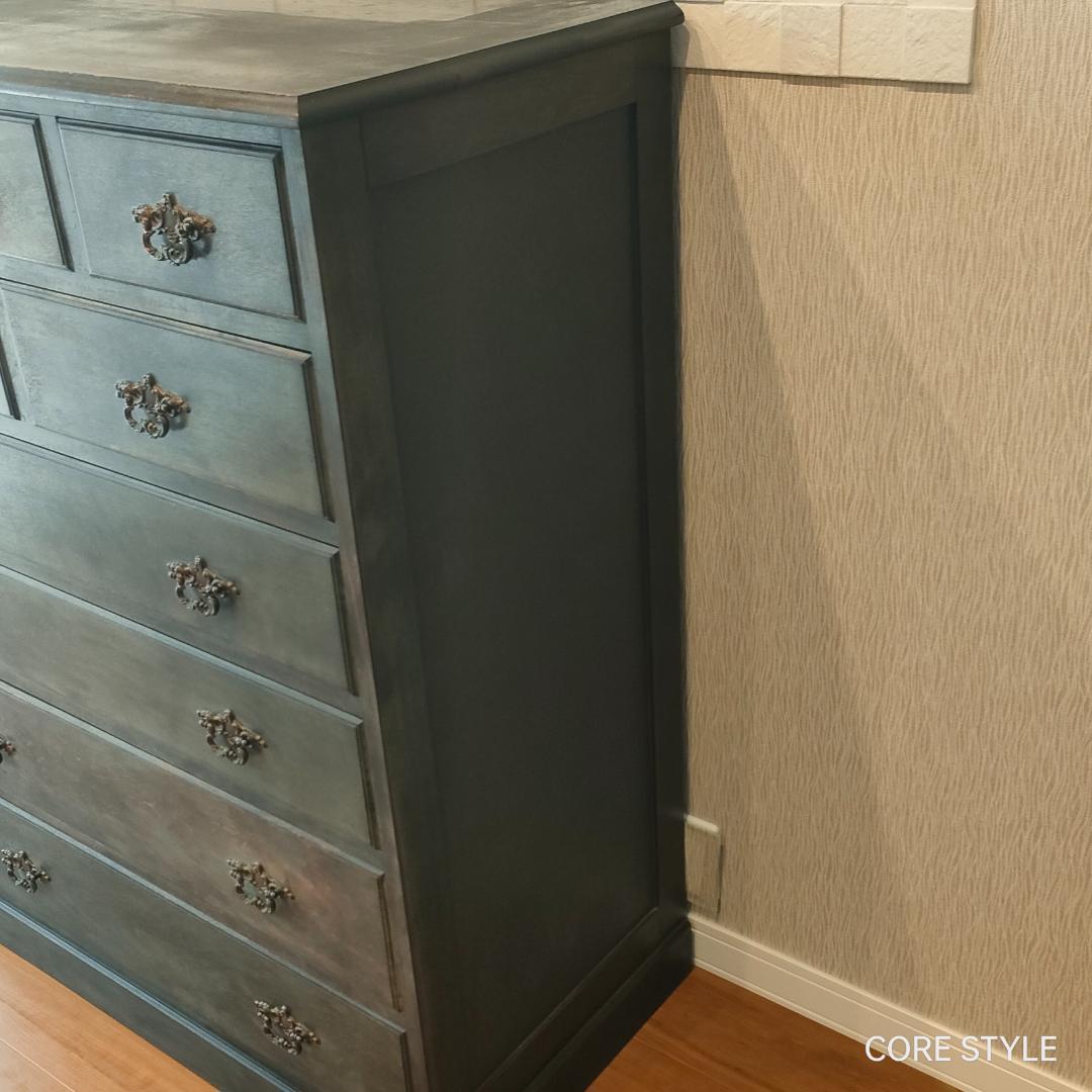 アンティーク　ハイチェスト　箪笥　６段　9杯