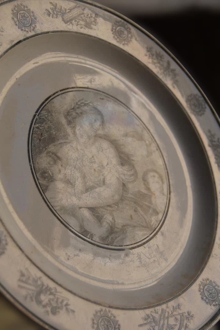 初期クレイユ　ファイアンスフィーヌ　良い風合いの皿　フランスアンティーク