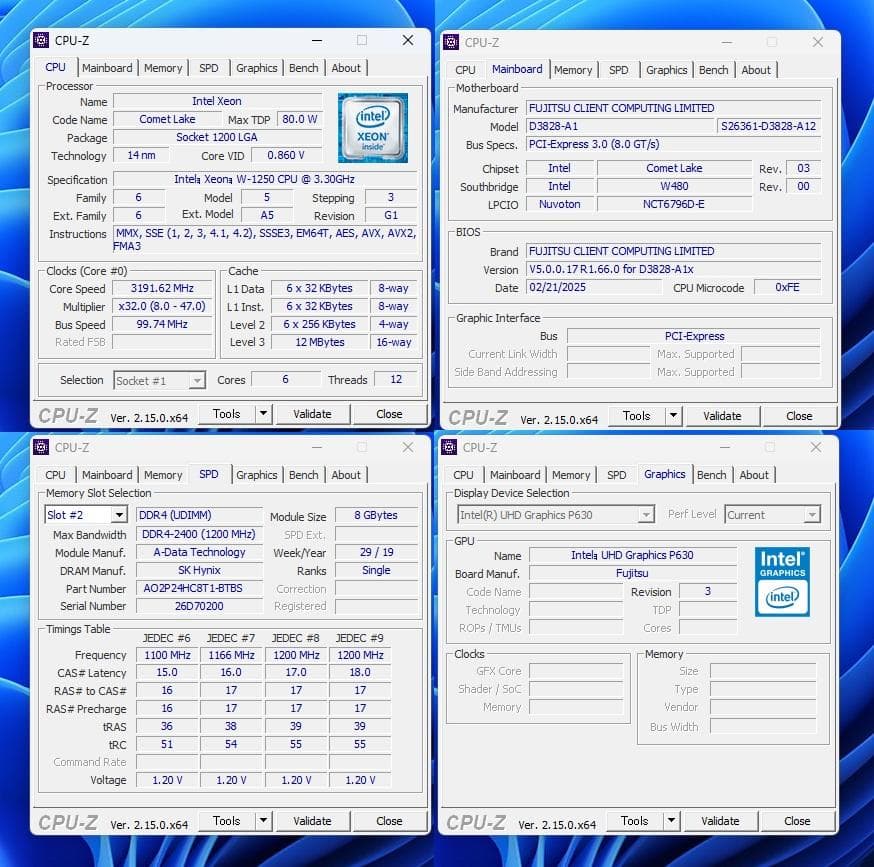 富士通 CELSIUS J5010//Xeon W-1250/128GB/8GB
