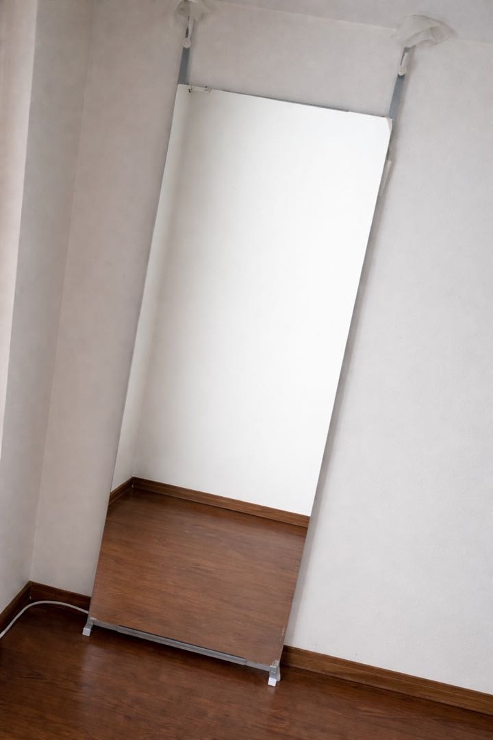 日本製スタンドミラー 突っ張り棒タイプ 大型ミラー ヨガ 地震対策 耐震 全身鏡