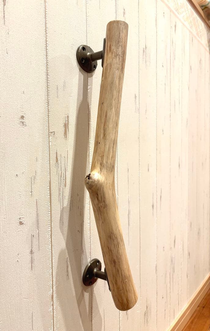 流木　ドアハンドル　ドアノブ　取手　長さ46cm　くの字　おへそ