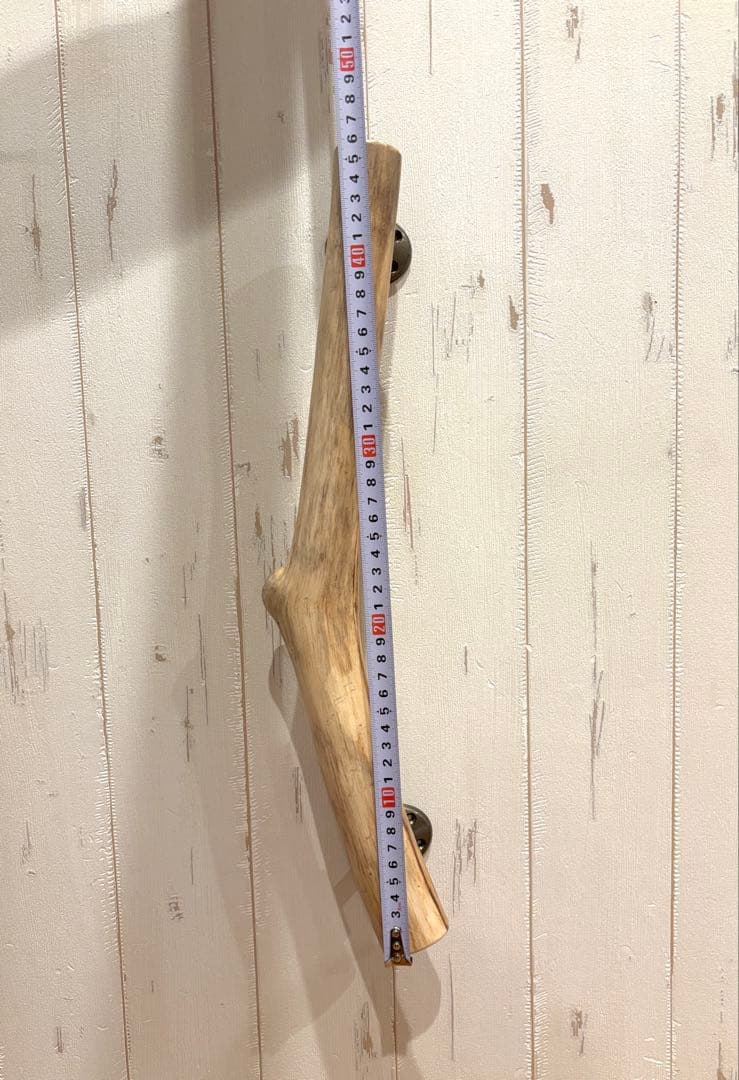 流木　ドアハンドル　ドアノブ　取手　長さ46cm　くの字　おへそ