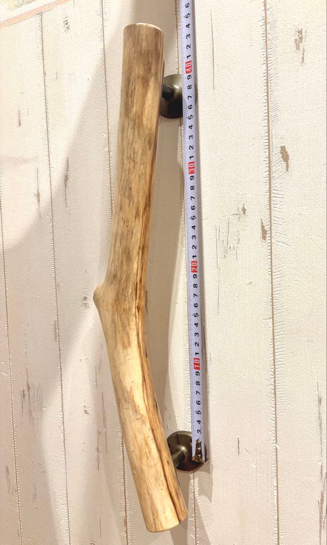 流木　ドアハンドル　ドアノブ　取手　長さ46cm　くの字　おへそ