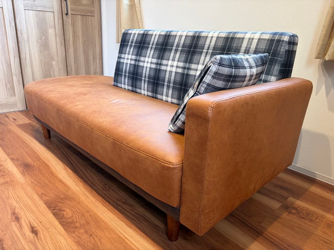 2人掛けソファ ブラウン 合成革製