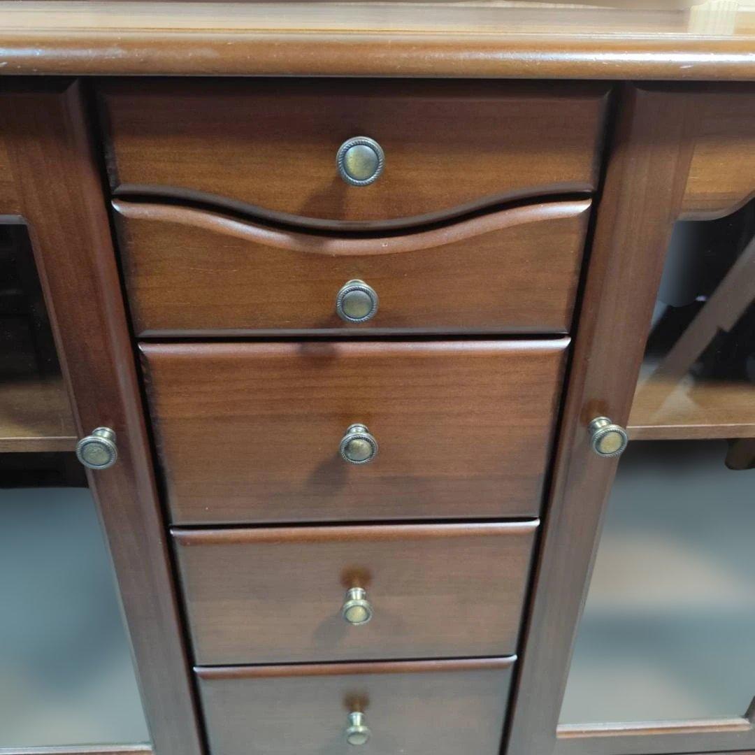 アケボノ工芸 アンティーク調 キャビネット サイドボード 飾り棚 木製 レトロ