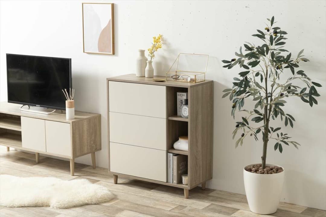 チェスト　幅73cm　棚　バイカラー棚付き　おしゃれ　インテリア　ラック　本棚