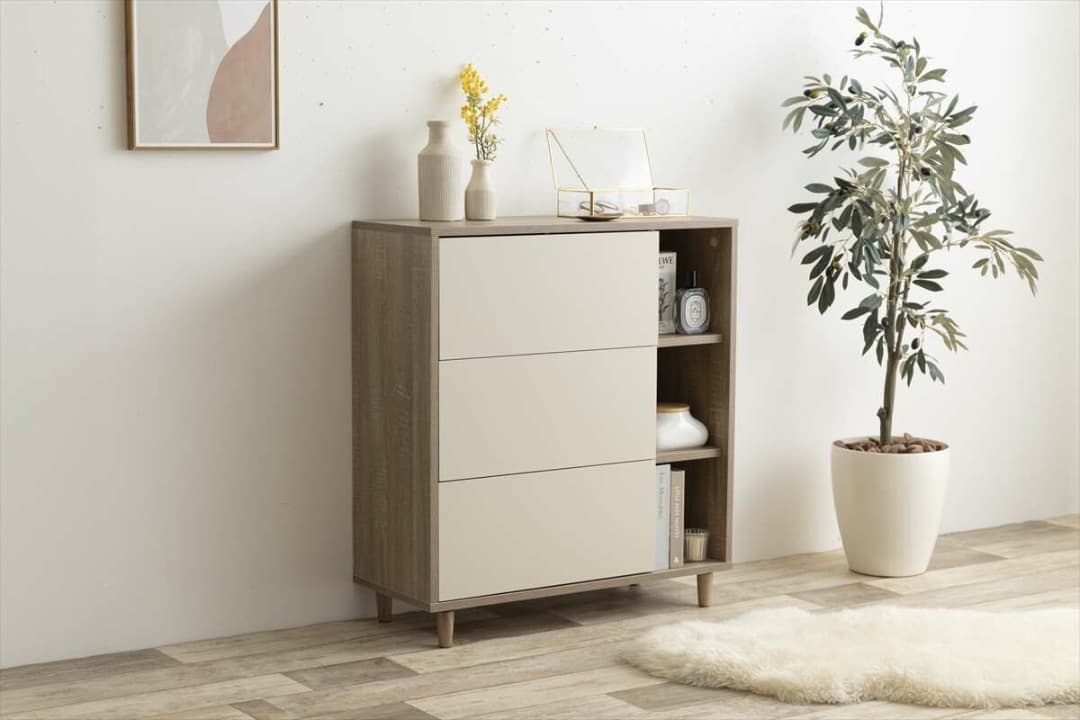 チェスト　幅73cm　棚　バイカラー棚付き　おしゃれ　インテリア　ラック　本棚