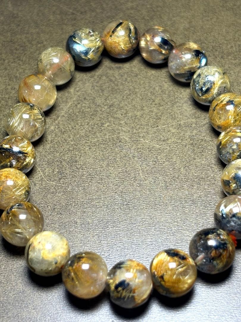 太陽放射タイチンルチルブレス10㎜（新品未使用）太針　ゴールド　ルチル金運最強