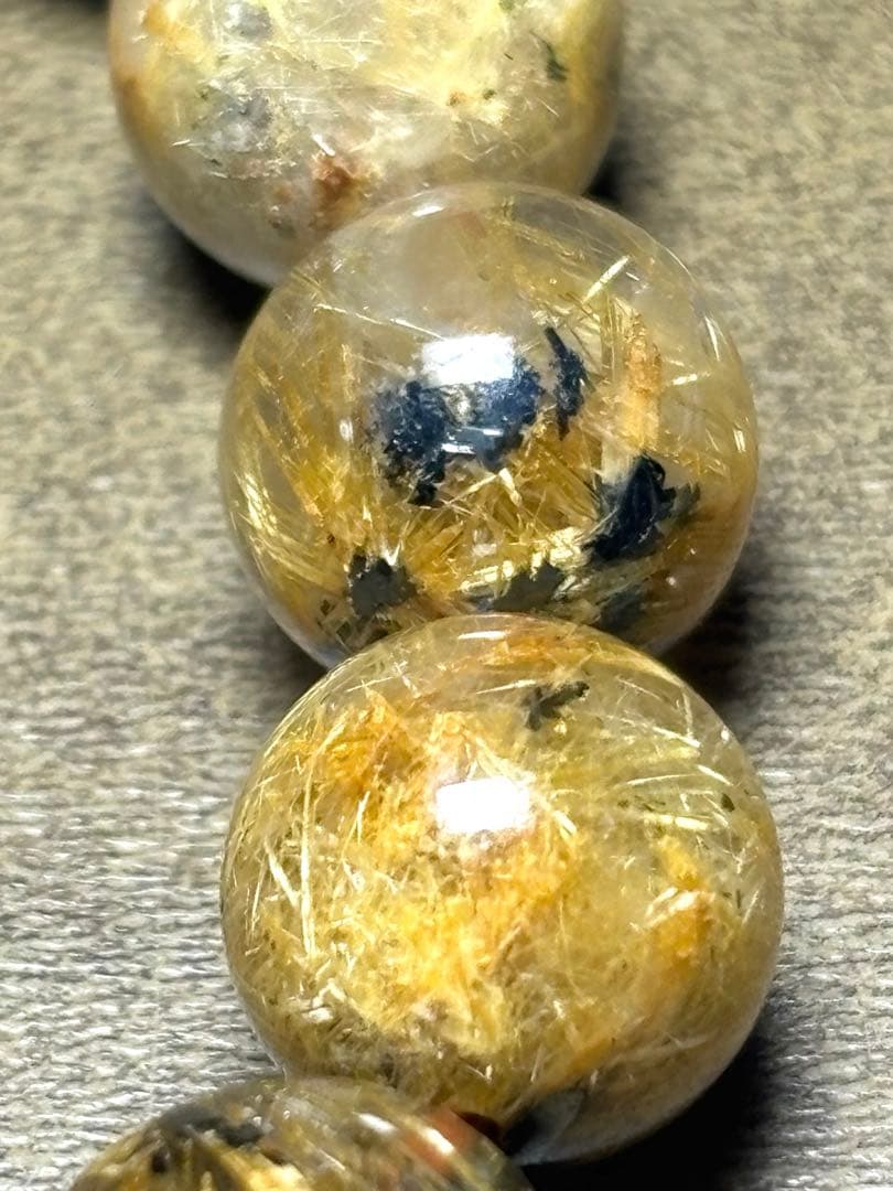 太陽放射タイチンルチルブレス10㎜（新品未使用）太針　ゴールド　ルチル金運最強