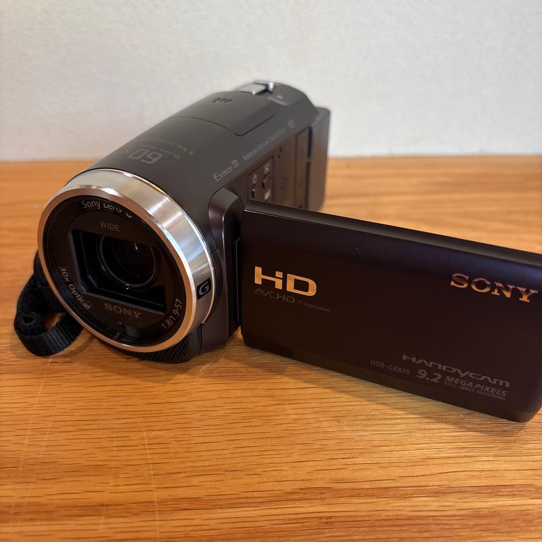 SONY ビデオカメラHDR-CX675 光学30倍 ボルドーブラウン　一脚付き