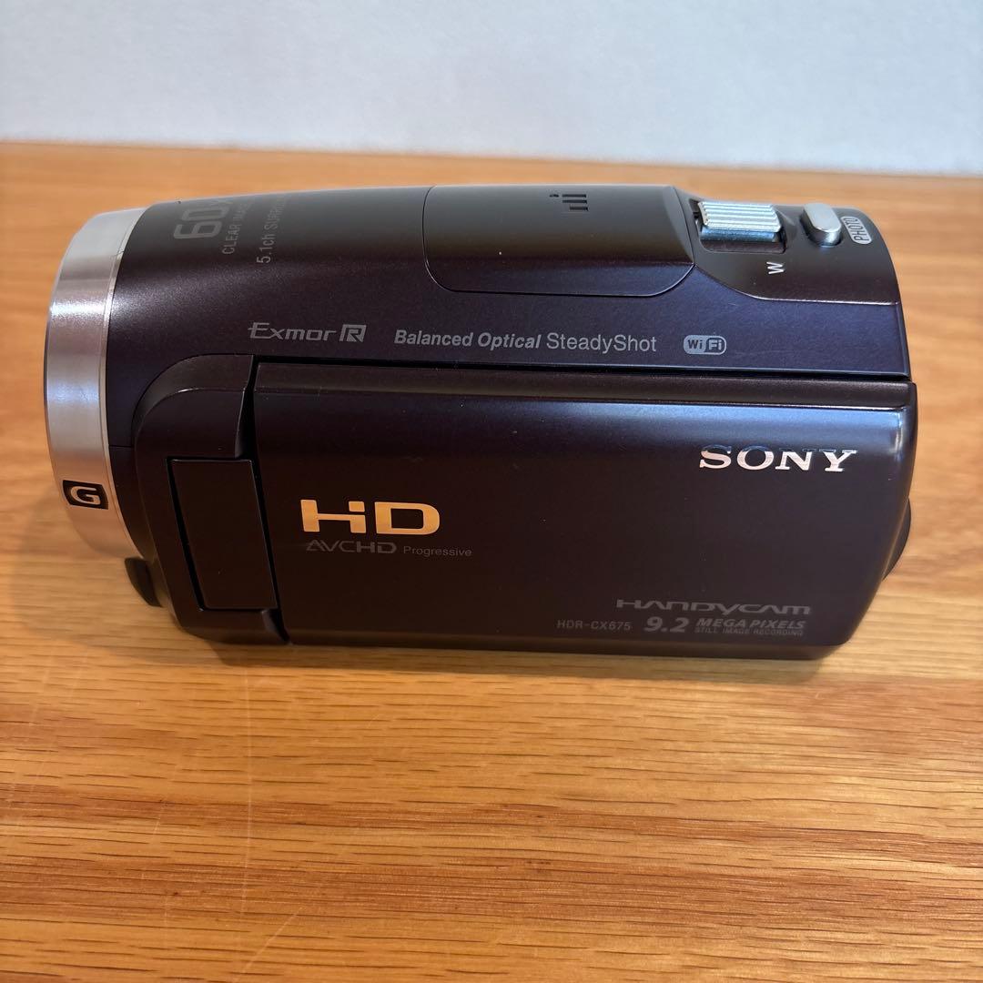SONY ビデオカメラHDR-CX675 光学30倍 ボルドーブラウン　一脚付き