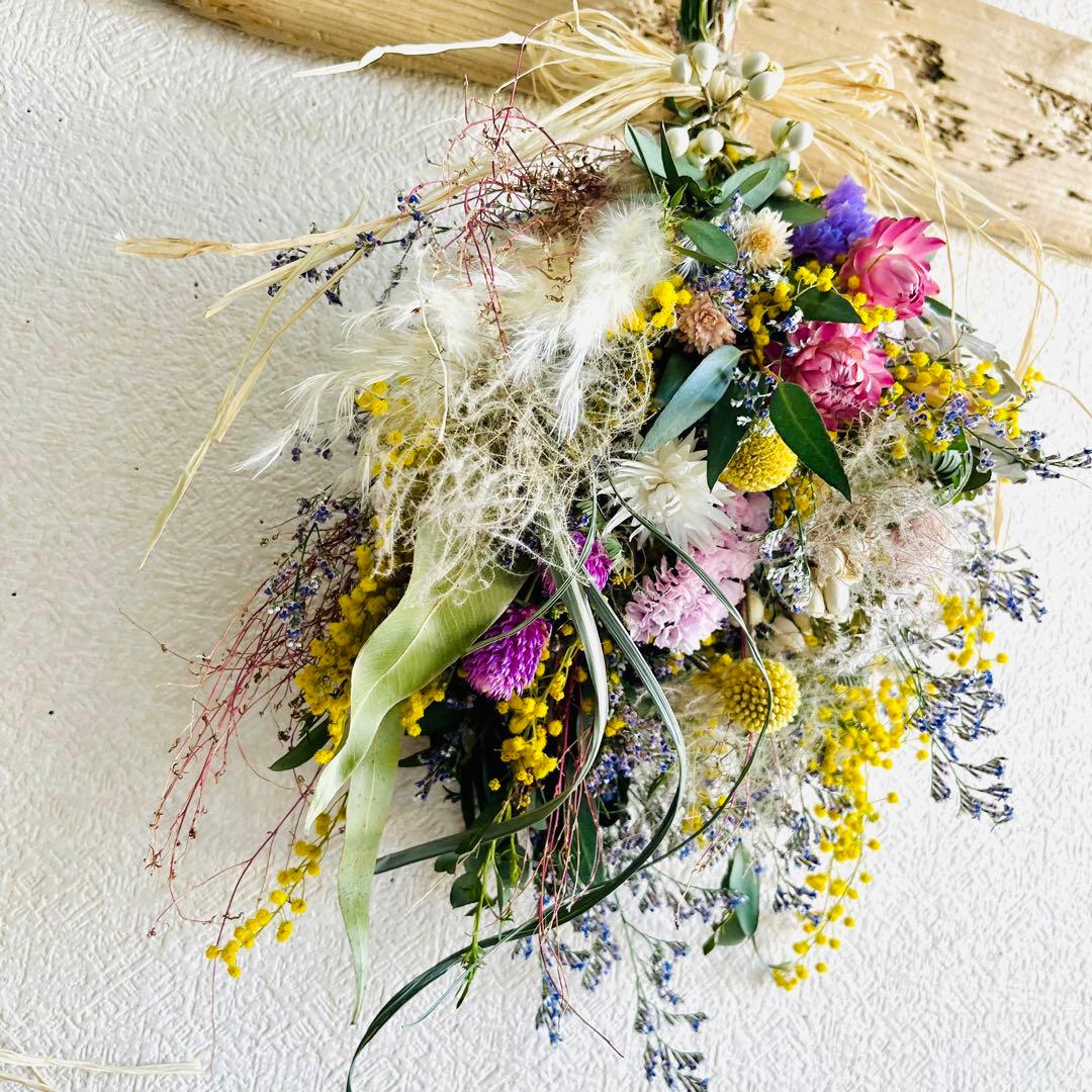 ミモザ　スワッグ　ブルーファンタジア　リース