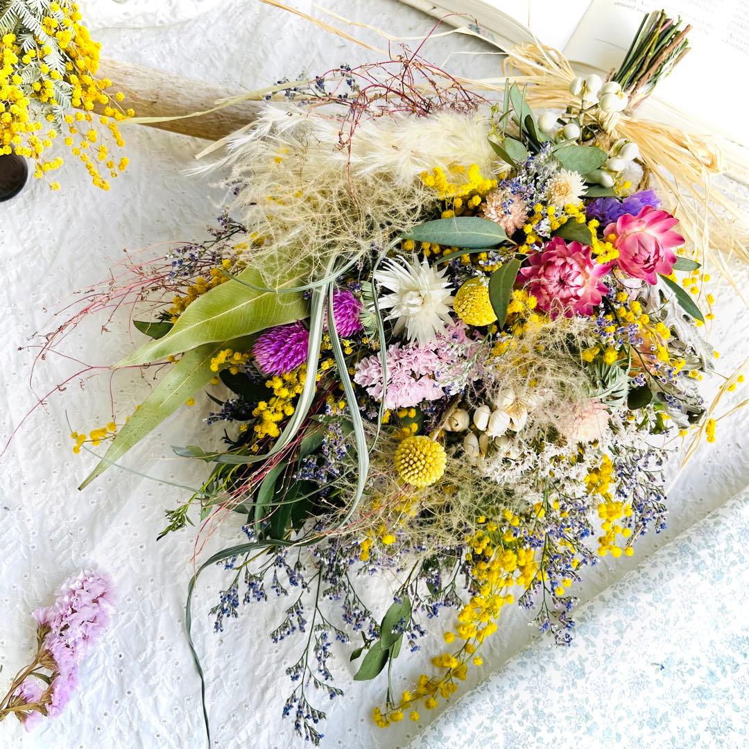 ミモザ　スワッグ　ブルーファンタジア　リース