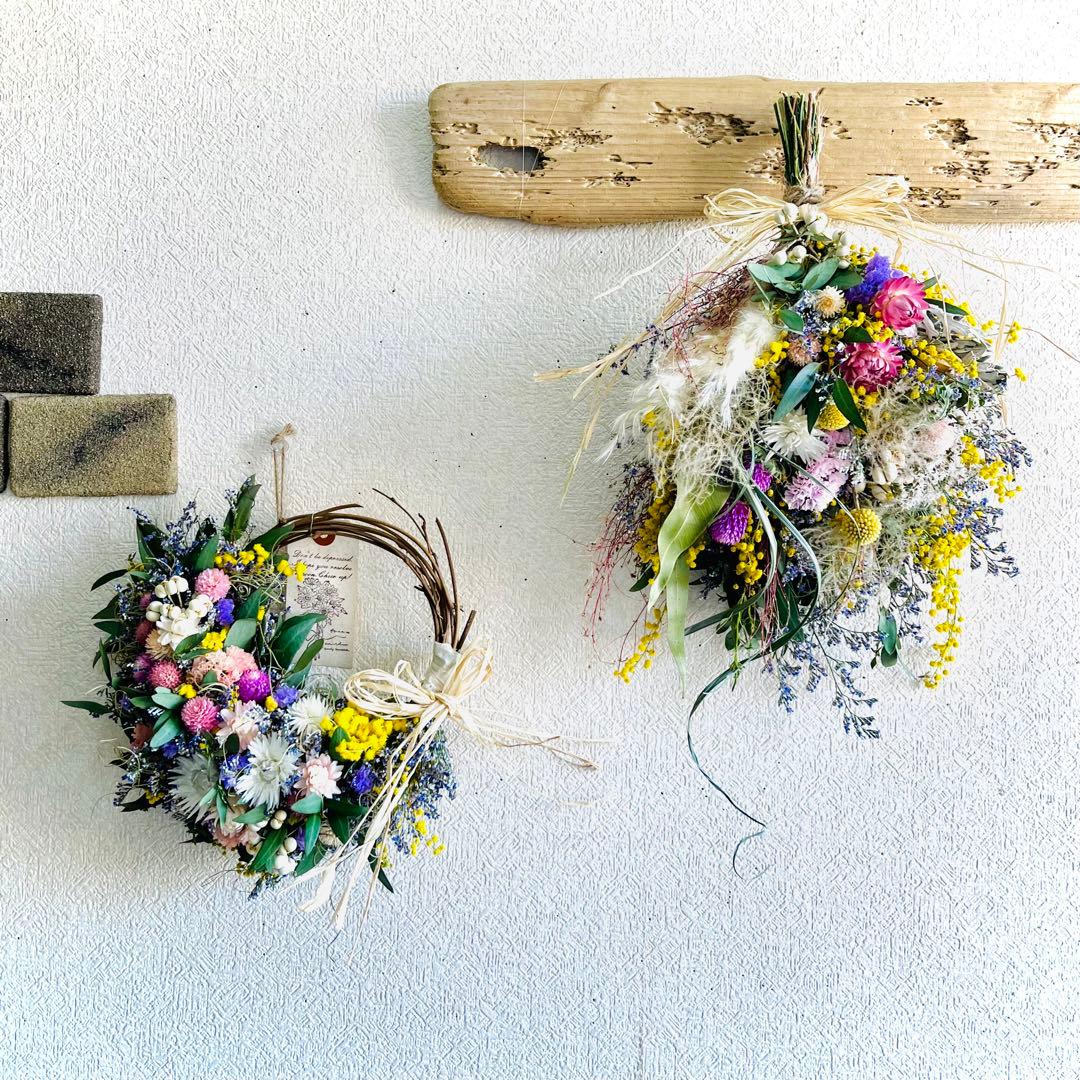 ミモザ　スワッグ　ブルーファンタジア　リース