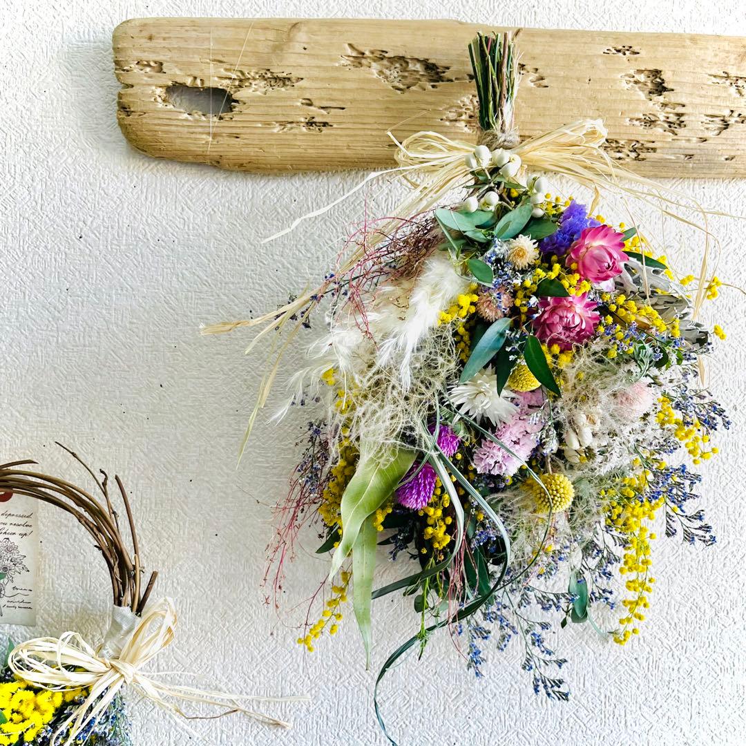 ミモザ　スワッグ　ブルーファンタジア　リース