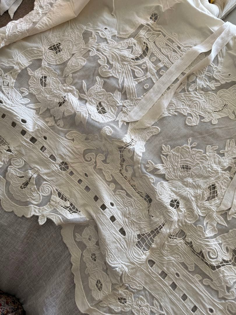 フランスブランドコクシグルレース綿とリネンのカーテン2枚セット