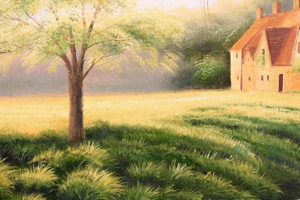 未使用高級ゴールド額付★手書き油絵★外寸約880×660mm 玄関やリビング11