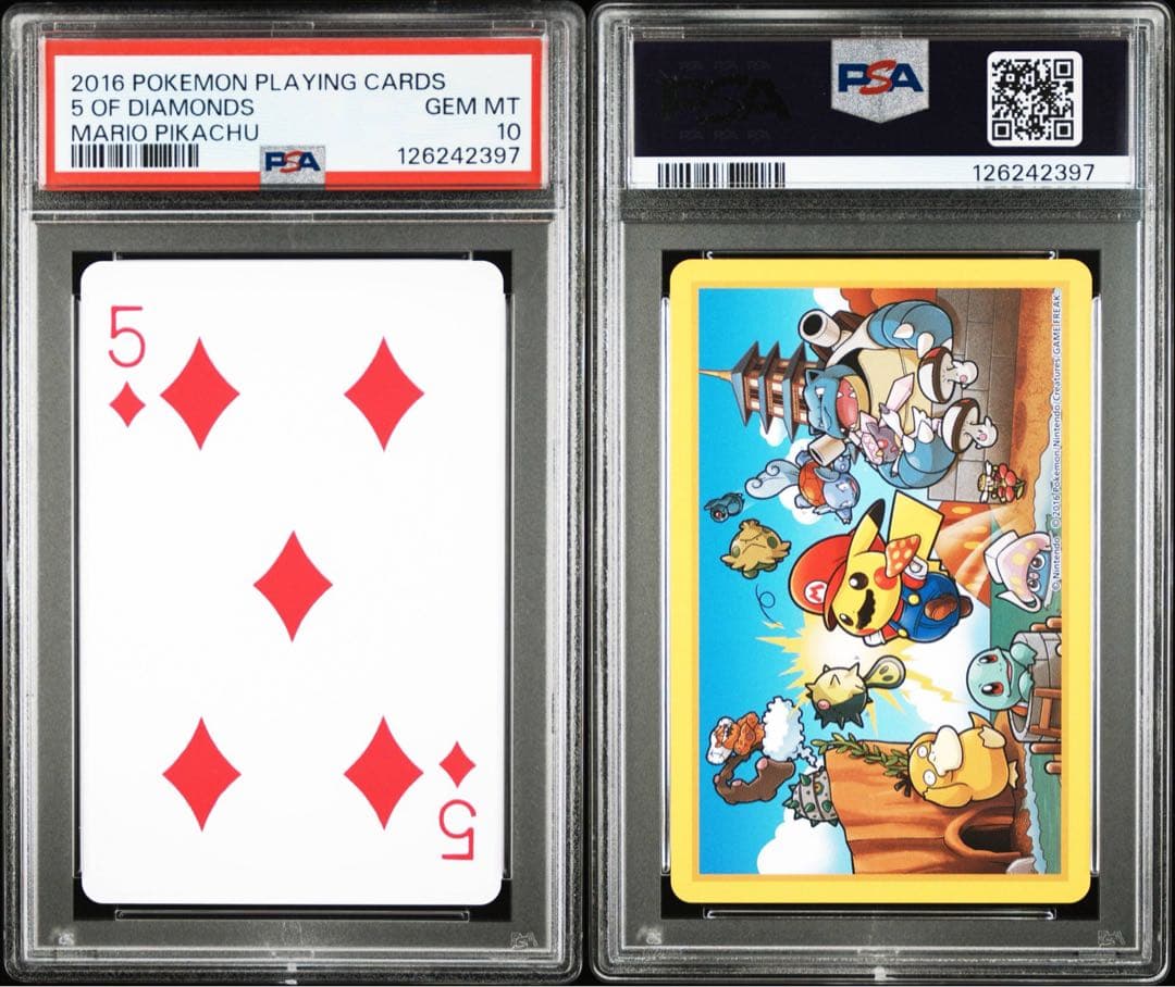 【PSA10】ポケモン×任天堂　2016年マリオピカチュウトランプ　♦️5