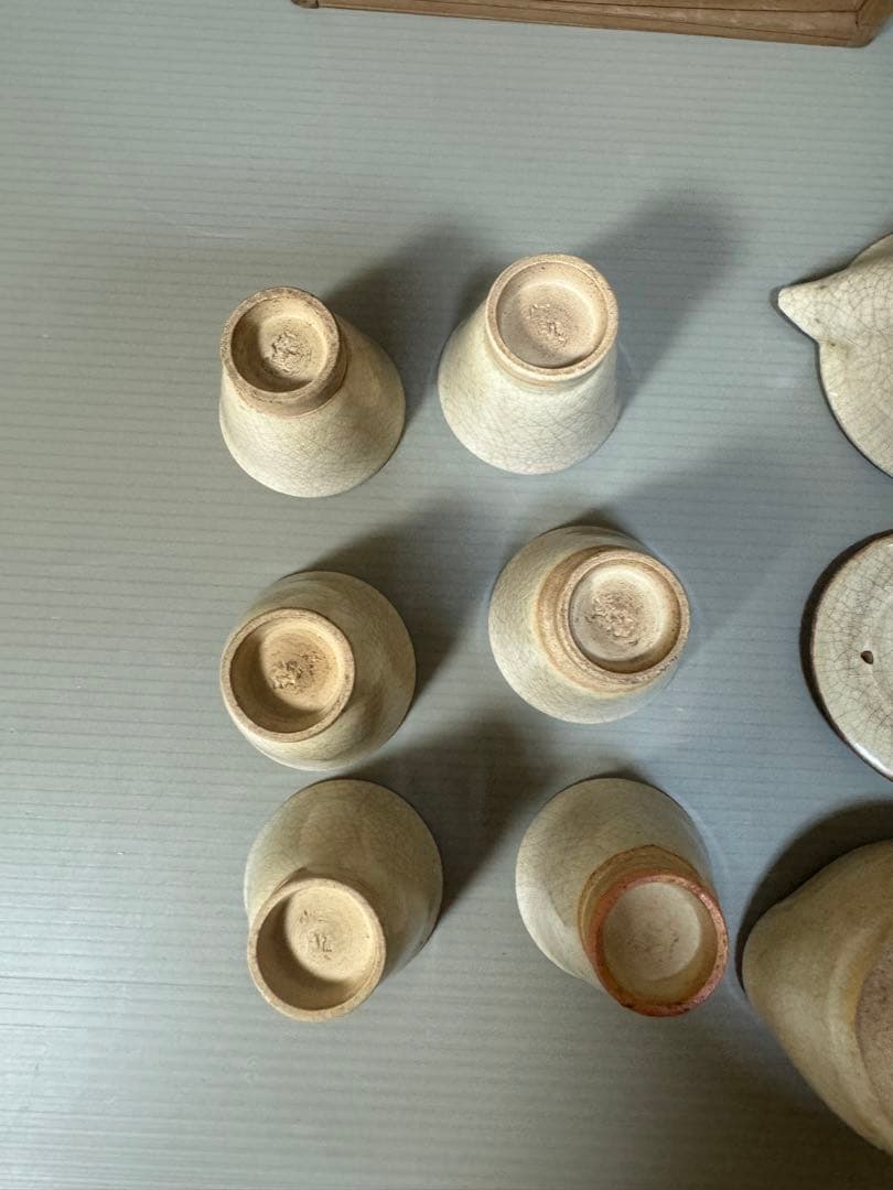 2264 十三代　坂田泥華作　萩焼　茶器セット　宝瓶1客　湯冷し1客　湯呑6客