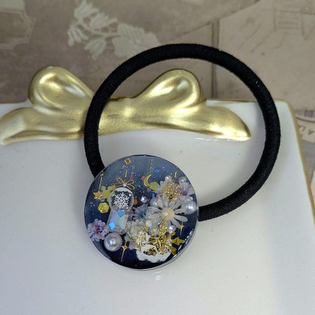 ＃333 ネイビーブルー✴聖夜✴クリスマス✴レジンヘアゴムキーホルダーブローチ