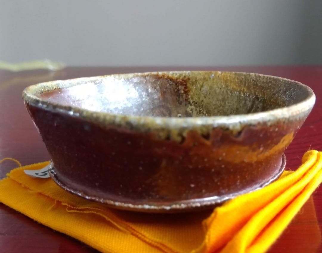 越前焼名工　中村豊（陶杉窯） 自然灰釉還元窯変の究極美が迸るぐいのみ杯　No:5