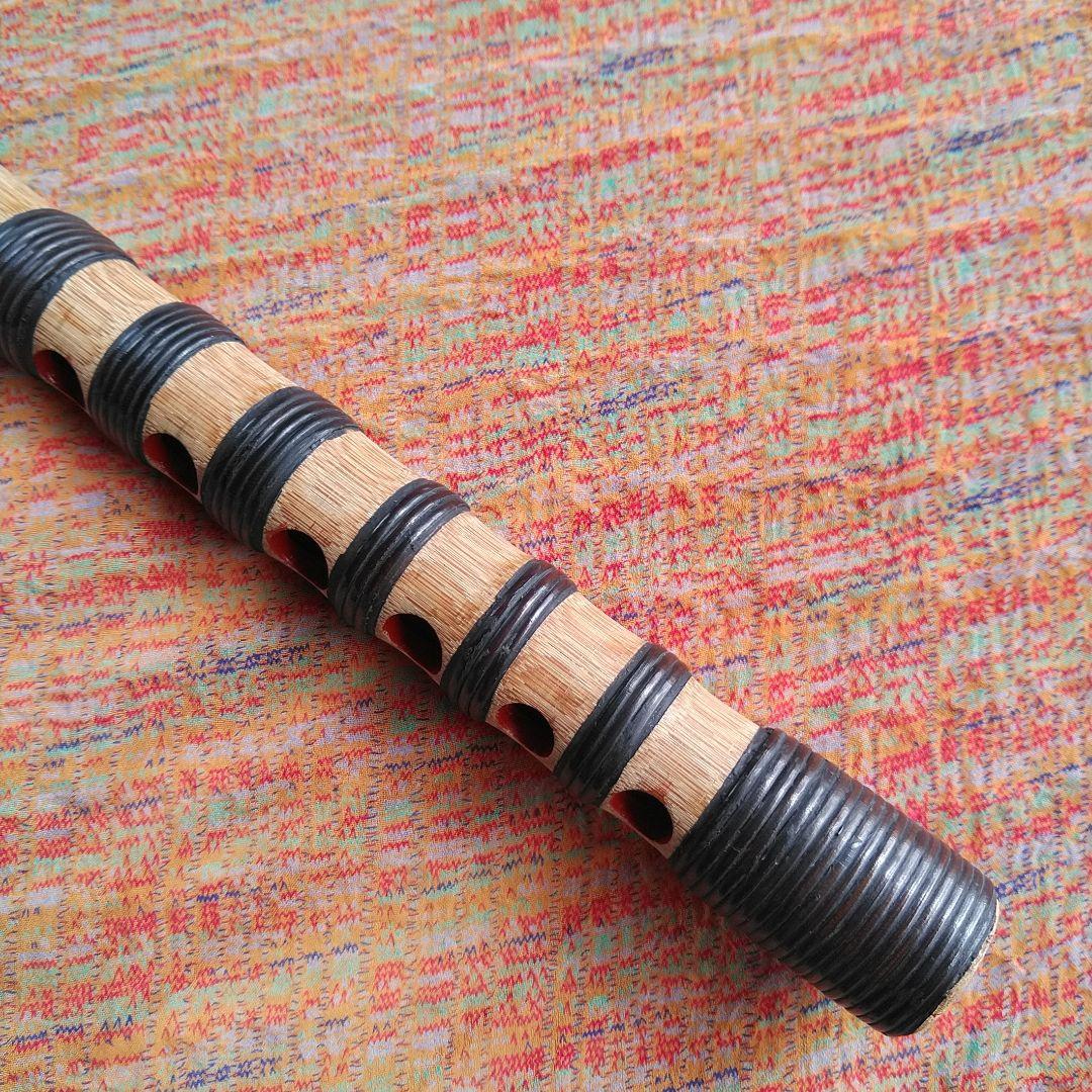 雅楽　龍笛　藤巻　本管　天然煤竹　八ッ割り管