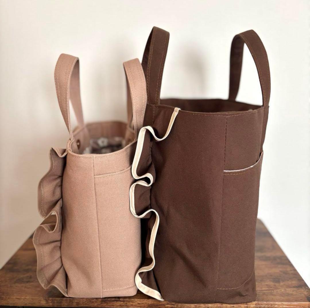 【JUNE】フリルトートバッグM 倉敷8号帆布　コバルトブルー　ファスナー