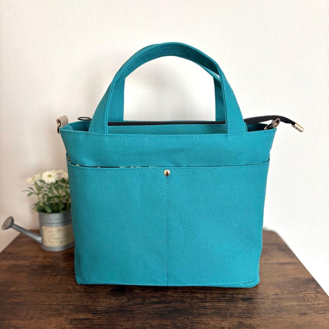 【JUNE】フリルトートバッグM 倉敷8号帆布　コバルトブルー　ファスナー