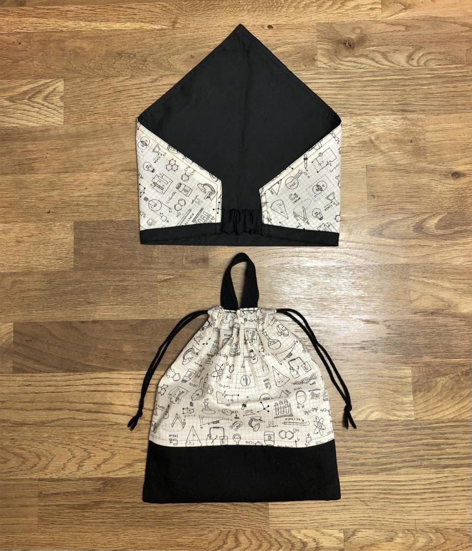 【オーダー品】エプロンセット　実験器具　モノトーン　理科　化学　色違い