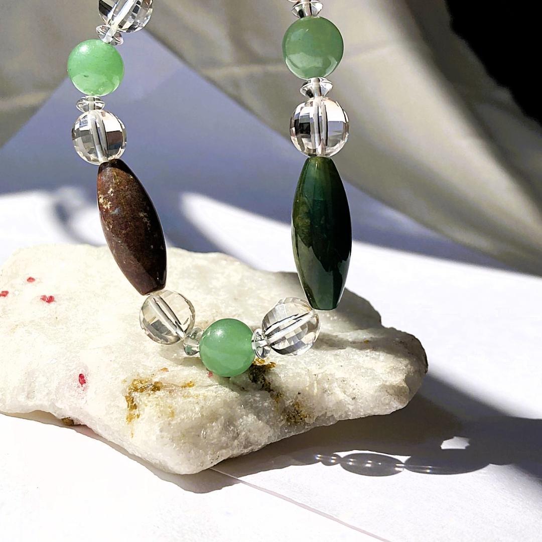 ★値下げしました★【木漏れ日みたい】細長メノウ 天然石 ブレスレット