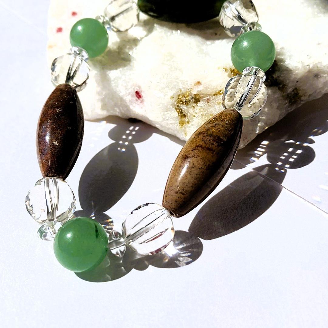 ★値下げしました★【木漏れ日みたい】細長メノウ 天然石 ブレスレット