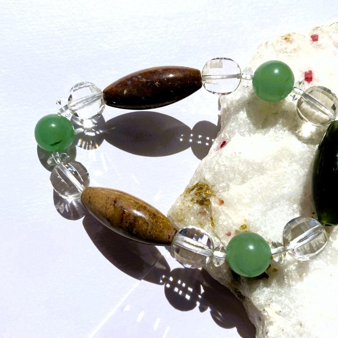 ★値下げしました★【木漏れ日みたい】細長メノウ 天然石 ブレスレット