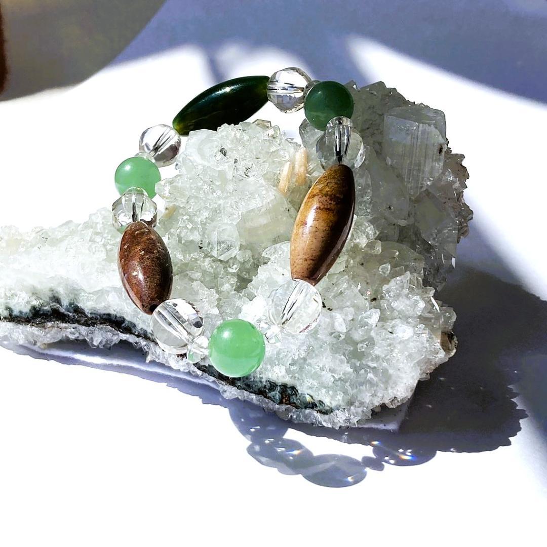 ★値下げしました★【木漏れ日みたい】細長メノウ 天然石 ブレスレット