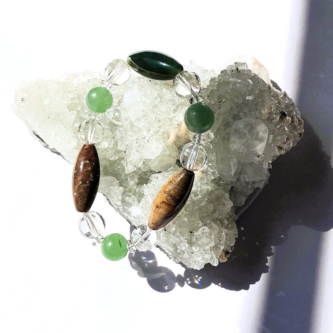 ★値下げしました★【木漏れ日みたい】細長メノウ 天然石 ブレスレット