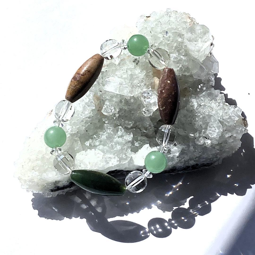 ★値下げしました★【木漏れ日みたい】細長メノウ 天然石 ブレスレット